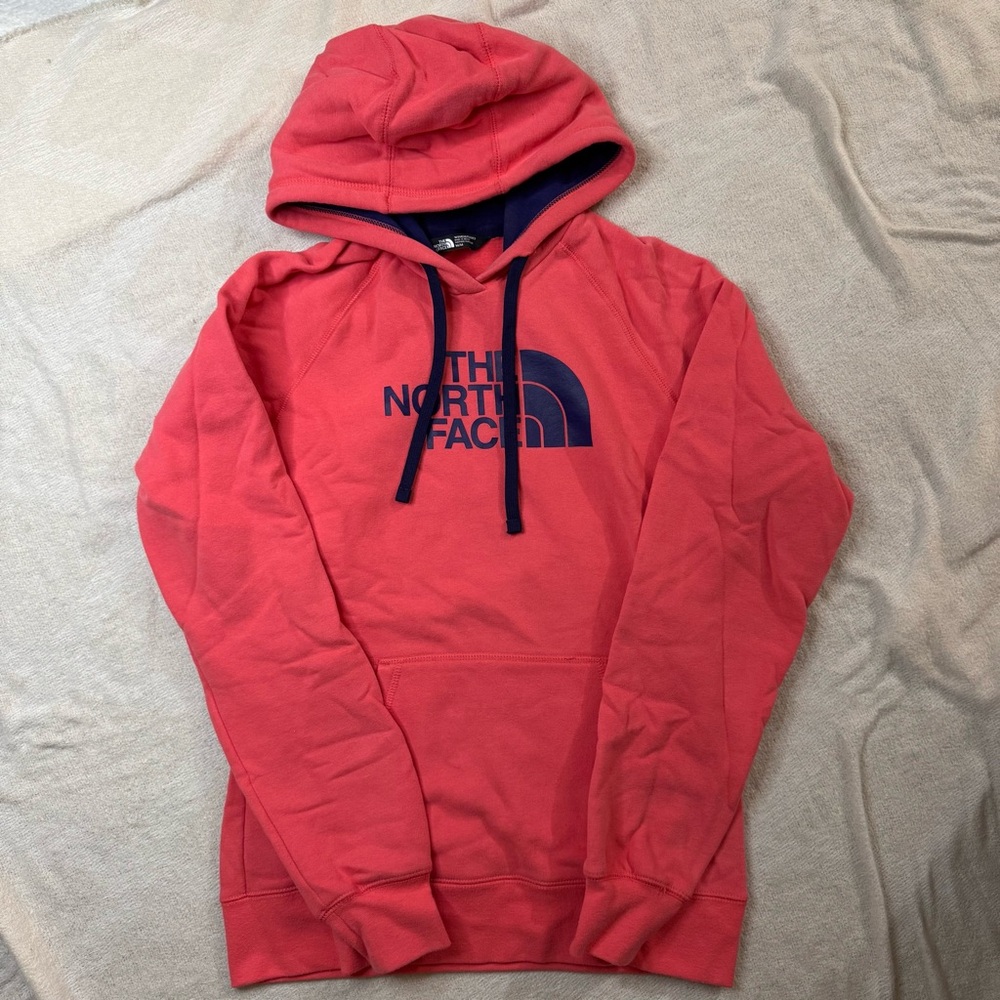 The North Face Pink Hoodie with Navy Logo